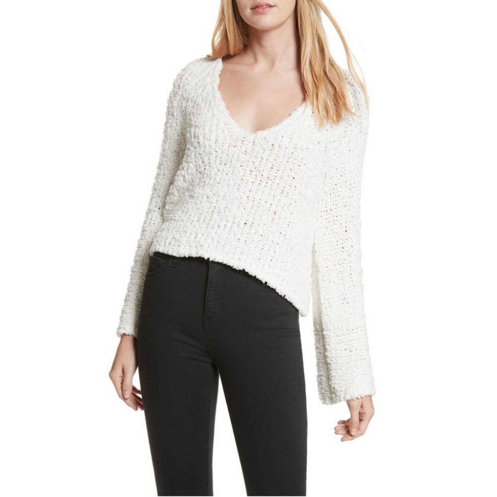 Free People Ivory Sand Dune Bell Sleeve Sweater L